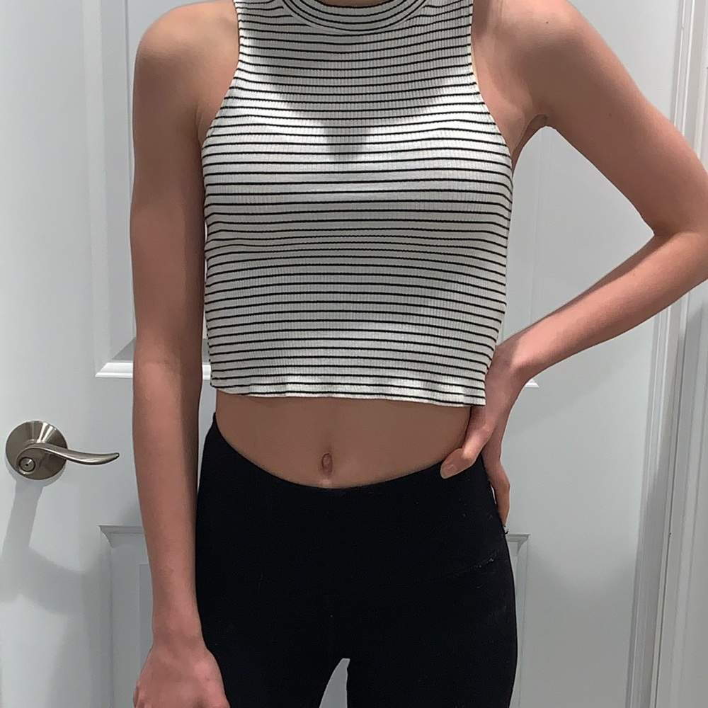 Cute Black and white striped  Crop Top